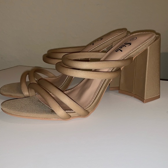 Nude Strappy Block Heels - Picture 5 of 6